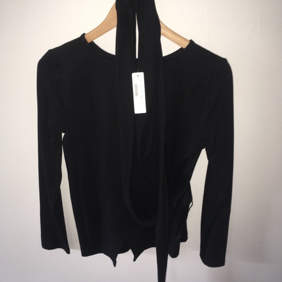 J crew cross back wrap top, black, small, NWT - Picture 2 of 4